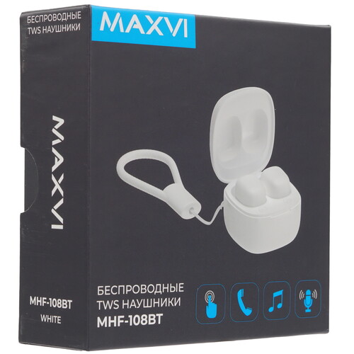 Купить Наушники TWS Maxvi MHF-108BT белый  9080947. Характеристики, отзывы и цены в Донецке