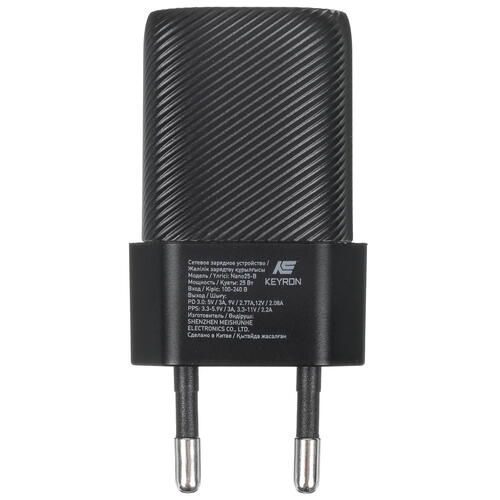 Купить Сетевое зарядное устройство KEYRON NANO25 черный  5018415. Характеристики, отзывы и цены в Донецке