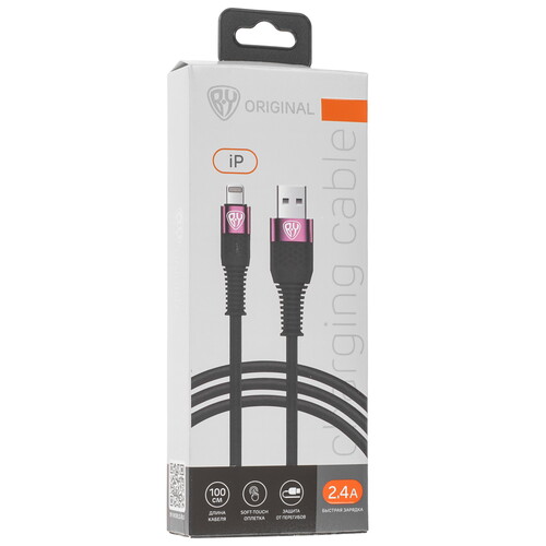 Купить Кабель круглый BY Lightning 8-pin - USB 2.0 Type-A розовый 1 м  5482146. Характеристики, отзывы и цены в Донецке