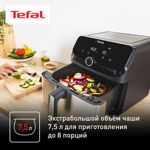 Купить Аэрогриль Tefal Easy Fry Mega EY855D10 серебристый  9224370. Характеристики, отзывы и цены в Донецке