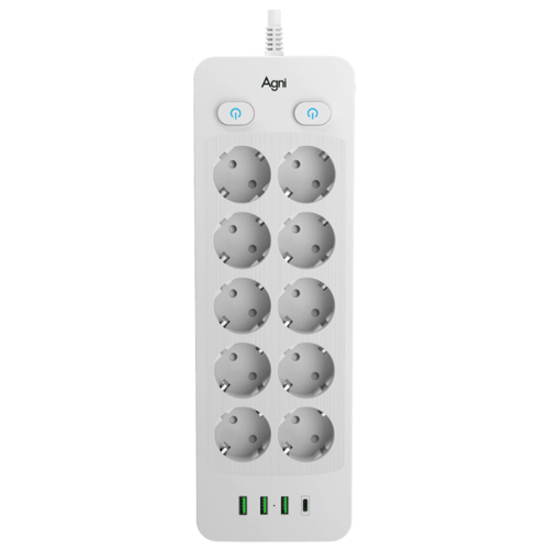 Купить Сетевой фильтр AGNI TP-FO4U10E-C белый  9289335. Характеристики, отзывы и цены в Донецке