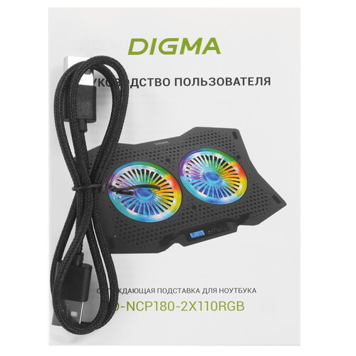 Купить Охлаждающая подставка Digma D-NCP180-2x110RGB черный  9300794. Характеристики, отзывы и цены в Донецке