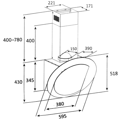 Купить Вытяжка наклонная DEXP IH60-SV0 CIRCLE черный/черный  9226029. Характеристики, отзывы и цены в Донецке