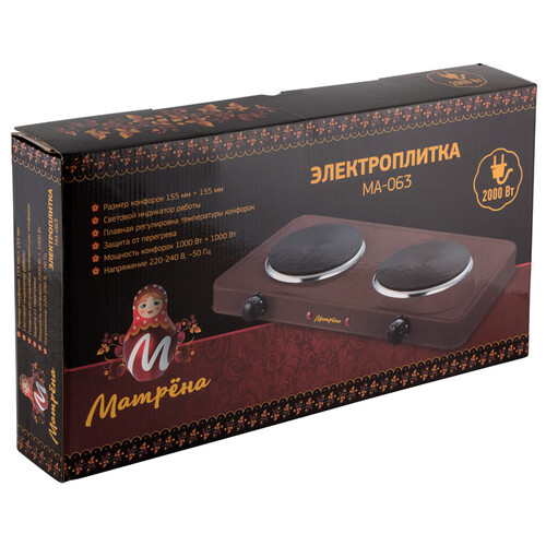 Купить Плита компактная электрическая Матрёна МА-063 коричневый  8199738. Характеристики, отзывы и цены в Донецке