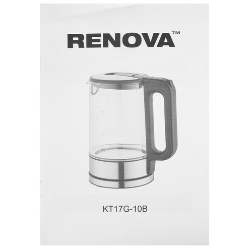 Купить Электрочайник RENOVA KT17G-10B серебристый  9182154. Характеристики, отзывы и цены в Донецке