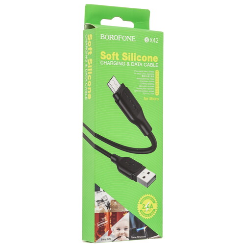 Купить Кабель круглый Borofone micro USB - USB 2.0 Type-A черный 1 м  5475173. Характеристики, отзывы и цены в Донецке