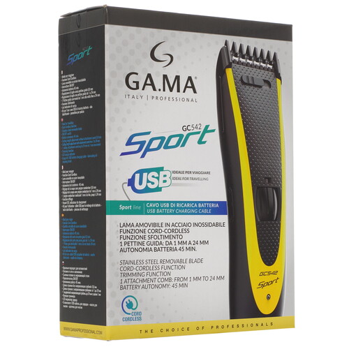 Купить Машинка для стрижки Ga.Ma GC542 SPORT черный/желтый  5354261. Характеристики, отзывы и цены в Донецке