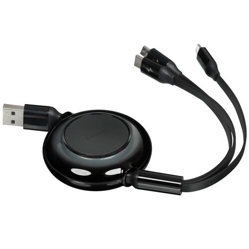 Купить Кабель автосмотка Baseus Lightning 8-pin, micro USB, USB Type-C - USB 2.0 Type-A черный 1.1 м  5482547. Характеристики, отзывы и цены в Донецке