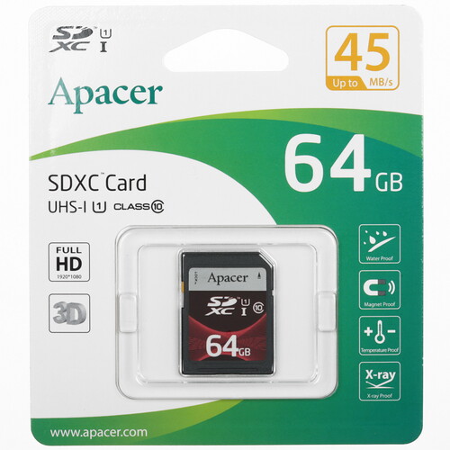 Купить Карта памяти Apacer SDXC 64 ГБ  5456931. Характеристики, отзывы и цены в Донецке