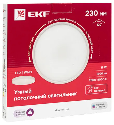 Купить Светильник настенно-потолочный EKF Connect белый/белый  5043727. Характеристики, отзывы и цены в Донецке