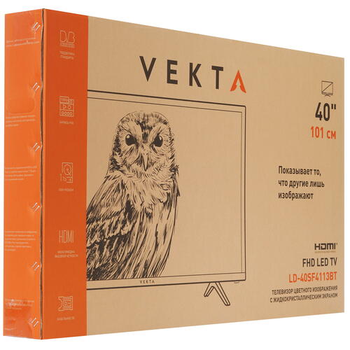 Купить 40" (102 см) Телевизор Vekta LD-40SF4113BT черный  5368008. Характеристики, отзывы и цены в Донецке