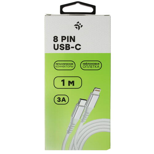 Купить Кабель круглый DEXP Lightning 8-pin - USB Type-C белый 1 м  4834214. Характеристики, отзывы и цены в Донецке