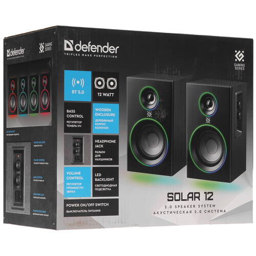 Купить Колонки Defender Solar 12 черный  5615877. Характеристики, отзывы и цены в Донецке