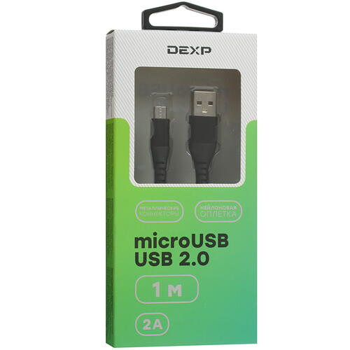 Купить Кабель круглый DEXP micro USB - USB 2.0 Type-A черный 1 м  4834147. Характеристики, отзывы и цены в Донецке