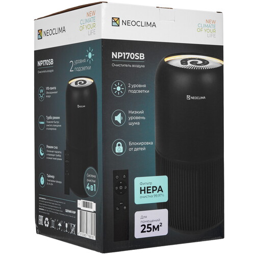 Купить Очиститель воздуха Neoclima NP170SB черный  9271499. Характеристики, отзывы и цены в Донецке
