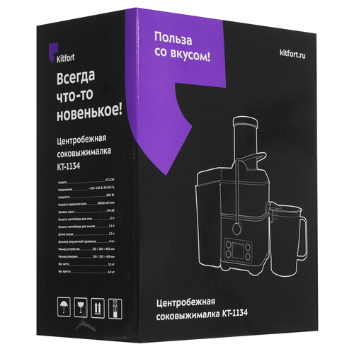Купить Соковыжималка электрическая Kitfort КТ-1134 серебристый  9090985. Характеристики, отзывы и цены в Донецке
