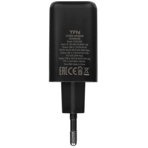 Купить Сетевое зарядное устройство TFN GAN A+C+C 65W черный  5465313. Характеристики, отзывы и цены в Донецке