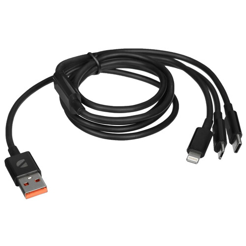 Купить Кабель круглый DEPPA Lightning 8-pin, micro USB, USB Type-C - USB 2.0 Type-A черный 1.2 м  9096801. Характеристики, отзывы и цены в Донецке