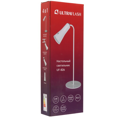 Купить Настольный светильник Ultraflash UF-826 C01 белый  9308708. Характеристики, отзывы и цены в Донецке