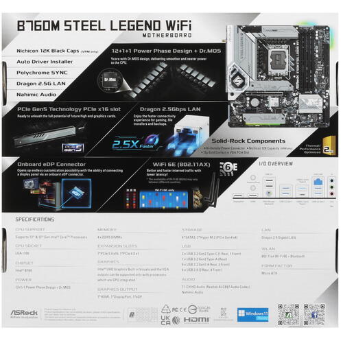 Купить Материнская плата ASRock B760M Steel Legend WiFi  5094818. Характеристики, отзывы и цены в Донецке