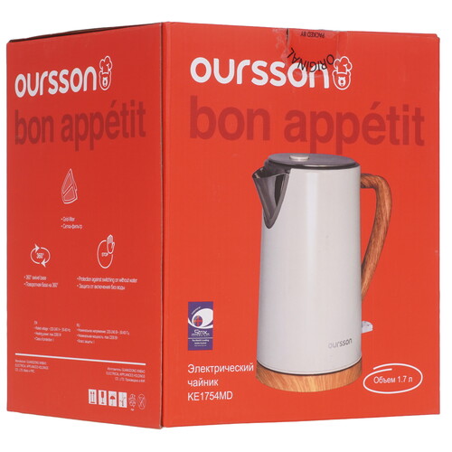 Купить Электрочайник Oursson KE1754MD/IV бежевый  9081582. Характеристики, отзывы и цены в Донецке