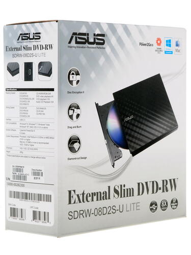 Купить Привод внеш. DVD-RW ASUS SDRW-08D2S-U  1006461. Характеристики, отзывы и цены в Донецке