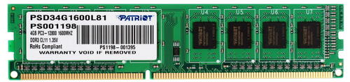 Купить Оперативная память Patriot Signature [PSD34G1600L81] 4 ГБ  1073045. Характеристики, отзывы и цены в Донецке