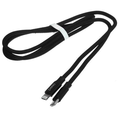 Купить Кабель круглый PERO Lightning 8-pin - USB Type-C черный 1 м  5365887. Характеристики, отзывы и цены в Донецке