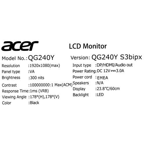 Купить 23.8" Монитор Acer Nitro QG240YS3bipx черный  5416571. Характеристики, отзывы и цены в Донецке