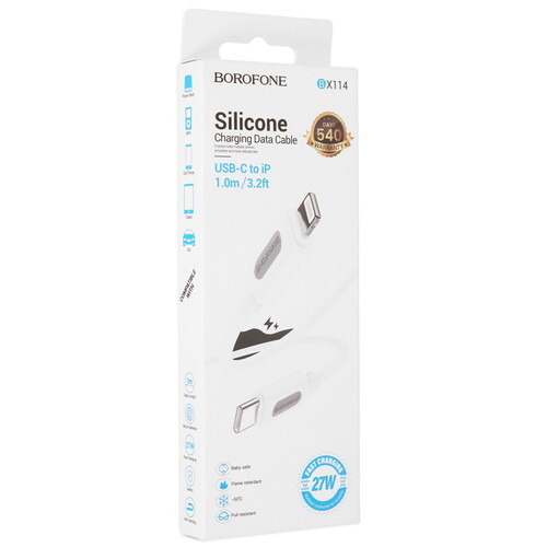 Купить Кабель круглый Borofone Lightning 8-pin - USB Type-C белый 1 м  9244406. Характеристики, отзывы и цены в Донецке