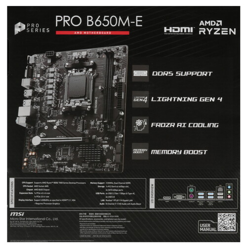Купить Материнская плата MSI PRO B650M-E  5632964. Характеристики, отзывы и цены в Донецке