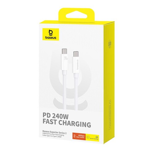 Купить Кабель круглый Baseus USB Type-C - USB Type-C белый 1 м  5627492. Характеристики, отзывы и цены в Донецке