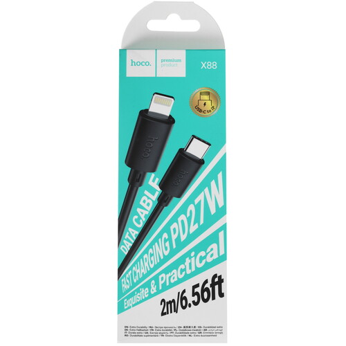 Купить Кабель круглый Hoco Lightning 8-pin - USB Type-C черный 2 м  5635338. Характеристики, отзывы и цены в Донецке