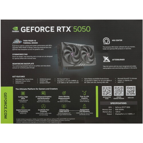 Купить Видеокарта MSI GeForce RTX 5050 GAMING OC  5633003. Характеристики, отзывы и цены в Донецке