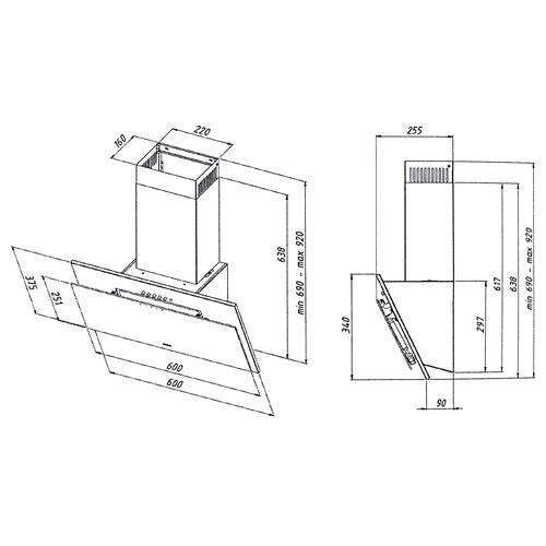 Купить Вытяжка наклонная Akpo WK-4 Juno eco II черный/черный  9940342. Характеристики, отзывы и цены в Донецке