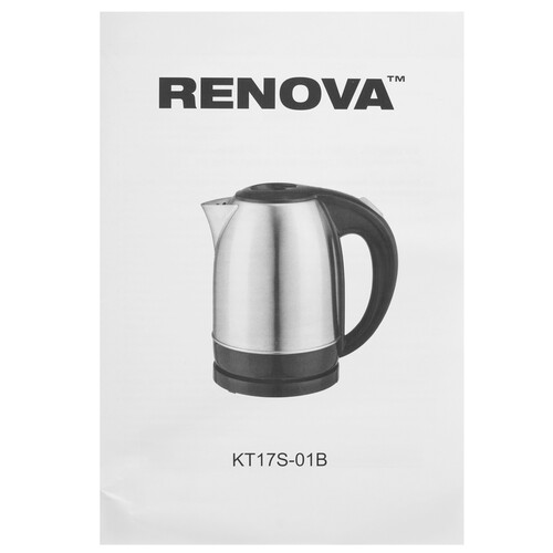 Купить Электрочайник RENOVA KT17S-01B серебристый  9207217. Характеристики, отзывы и цены в Донецке