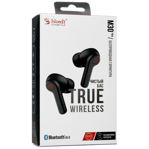 Купить Наушники TWS A4Tech Bloody M30 черный + красный  5082014. Характеристики, отзывы и цены в Донецке