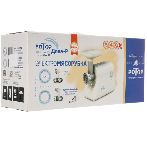 Купить Мясорубка электрическая Ротор ДИВА-р ЭМШ 35/300-4 белый  1112222. Характеристики, отзывы и цены в Донецке