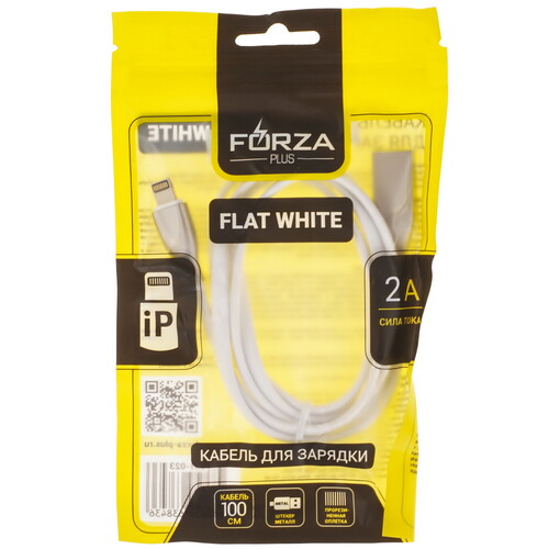 Купить Кабель круглый FORZA Lightning 8-pin - USB 2.0 Type-A белый 1 м  5482329. Характеристики, отзывы и цены в Донецке