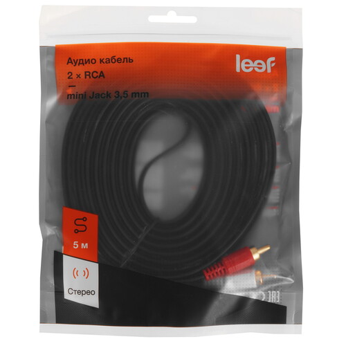 Купить Кабель   Leef jack 3.5 мм - 2RCA черный  5626559. Характеристики, отзывы и цены в Донецке
