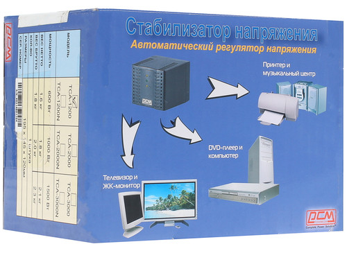 Купить Стабилизатор напряжения Powercom TCA-1200 BL  1051733. Характеристики, отзывы и цены в Донецке