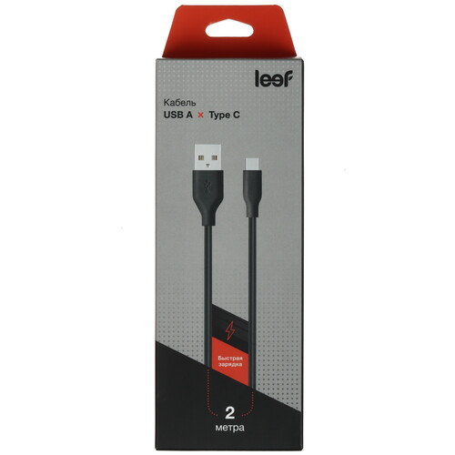 Купить Кабель круглый Leef USB Type-C - USB 2.0 Type-A черный 2 м  5608599. Характеристики, отзывы и цены в Донецке