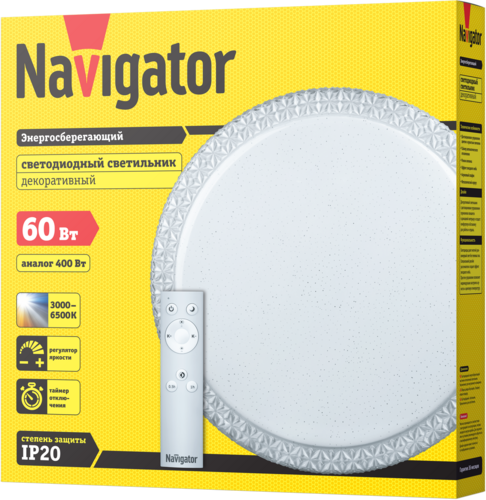 Купить Светильник настенно-потолочный Navigator 61 663 NBL-RC02-60-MK-IP20-LED белый  9142885. Характеристики, отзывы и цены в Донецке