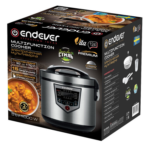 Купить Мультиварка Endever Vita-124 серебристый  9091424. Характеристики, отзывы и цены в Донецке