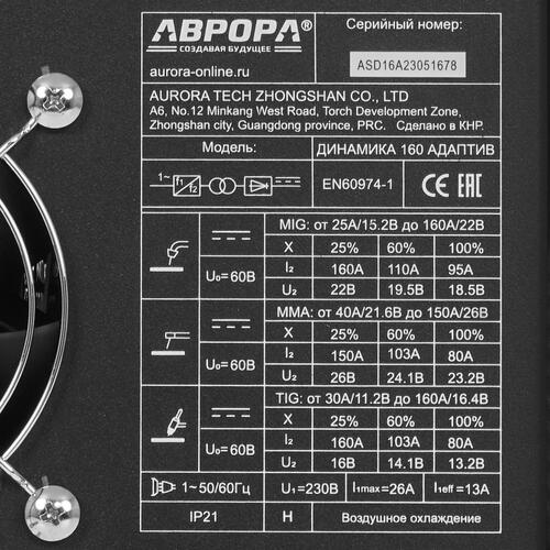 Купить Сварочный аппарат Aurora Динамика 160 АДАПТИВ  5423630. Характеристики, отзывы и цены в Донецке