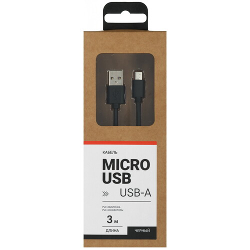 Купить Кабель круглый Aceline micro USB - USB 2.0 Type-A черный 3 м  9086547. Характеристики, отзывы и цены в Донецке