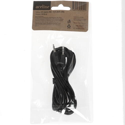 Купить Кабель   Aceline 3.5 mm jack - 3.5 mm jack черный  1380490. Характеристики, отзывы и цены в Донецке
