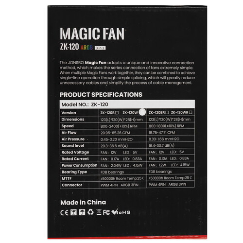 Купить Комплект вентиляторов JONSBO ZK-120W  5615601. Характеристики, отзывы и цены в Донецке
