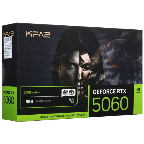 Купить Видеокарта KFA2 GeForce RTX 5060 CORE OC 2FAN LED Black  5629291. Характеристики, отзывы и цены в Донецке