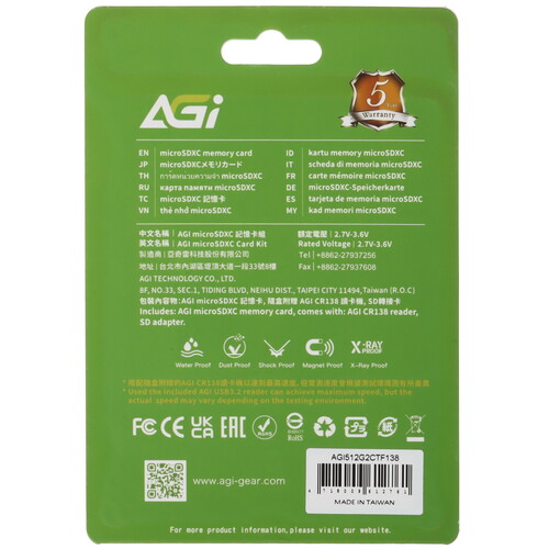 Купить Карта памяти AGI TF138 microSDXC 512 ГБ  5471012. Характеристики, отзывы и цены в Донецке